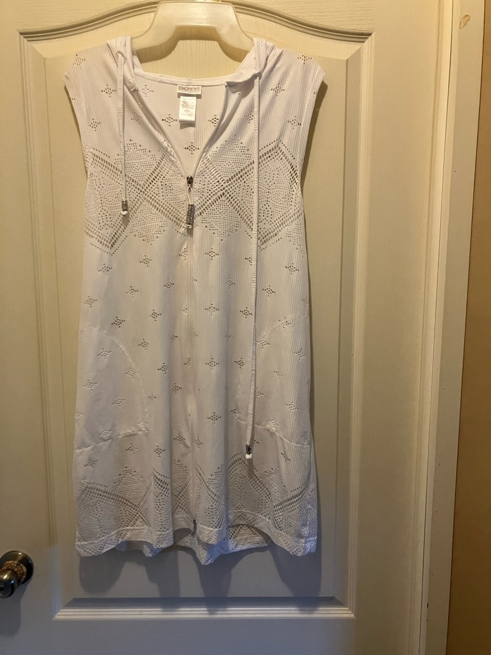 Dotti White Crochet Swim Coverup with Hood